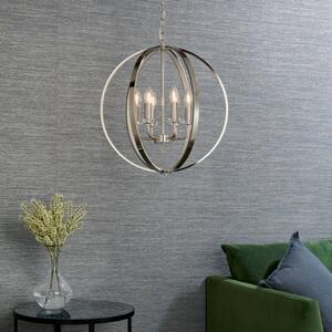 Endon 81508 Ritz 6 Light Ceiling Pendant In Nickel Plate And Clear Crystal