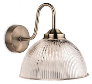 Firstlight 3725AB Ashford 1 Light Wall Light In Antique Brass With Ribbed Clear Glass Shade