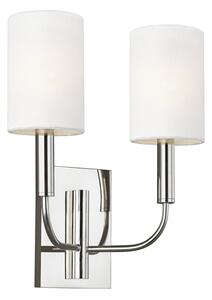 FE-BRIANNA2-PN Brianna 2 Light Wall Light In Polished Nickel With White Linen Shades