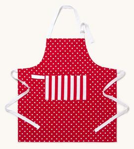 Homescapes Cotton Polka Dot Red White Unisex Apron With Pocket