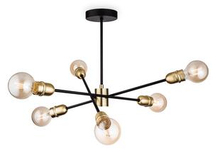 Firstlight 3702BK Trident 6 Light Semi Flush Ceiling Light In Black With Brushed Brass