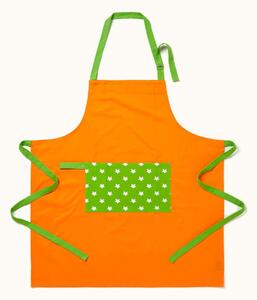 Homescapes Cotton Stars Lime Green Orange Unisex Apron With Pocket