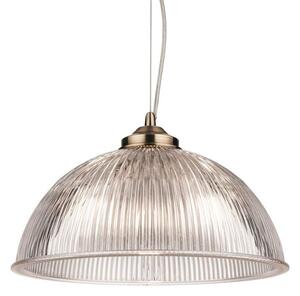 Firstlight 3723AB Ashford 1 Light Ceiling Light In Antique Brass With Ribbed Clear Glass Shade