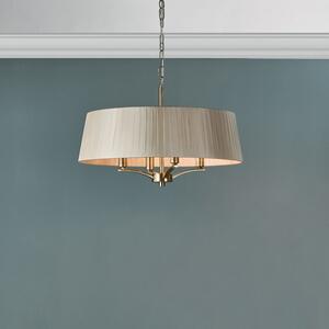 Dar CRI0429 Cristin 4 Light Ceiling Pendant In Antique Bronze With Taupe Shade