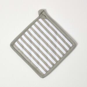 Homescapes Cotton Thin Stripe Grey White Pot Holder