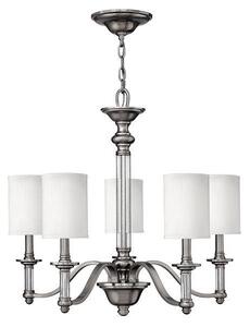 HK/SUSSEX5 Sussex 5 Light Brushed Nickel Chandelier with Shades