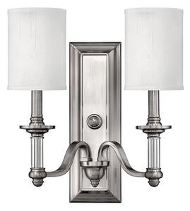 HK/SUSSEX2 Sussex 2 Light Brushed Nickel Wall Light with Shade