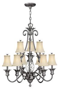 HK-PLANT10-PL Plantation 9 + 1 Light Nickel Chandelier