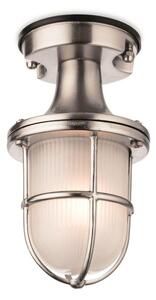 Firstlight 3729NC Nautic 1 Light Outdoor Flush Ceiling Light In Nickel With Frosted Glass