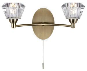 Searchlight 2632-2AB Sierra 2 Light Antique Brass and Glass Wall Light