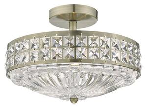 Dar OLO5375 Olona Antique Brass and Crystal Flush Ceiling Light
