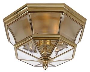 QZ-NEWBURY-F-PB Newbury 3 Light Polished Brass Flush Mount Ceiling Light