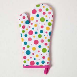 Homescapes Cotton Polka Dot Multi Colour Oven Glove