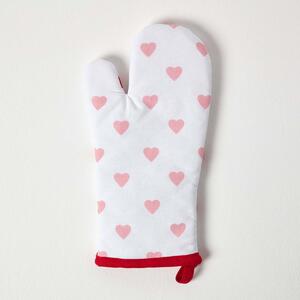 Homescapes Cotton Hearts Red Pink Oven Glove