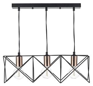 Dar MID0322 Midi 3 Light Bar Ceiling Pendant in a Black and Copper Finish