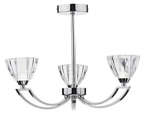 Dar VIT0350 Vito 3 Light Chrome Crystal Semi Flush Ceiling Light
