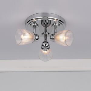 Dar CED7638 Cedric 3 Light Plate Ceiling Light in Polished Nickel IP44