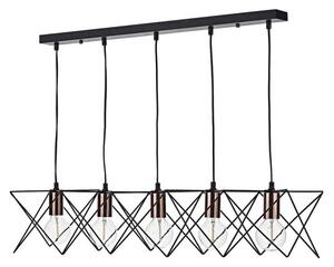 Dar MID0522 Midi 5 Light Bar Pendant in a Black and Copper finish