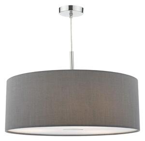 Dar RON1739 Ronda 3 Light Pendant With 60CM Slate Grey Faux Silk Shade