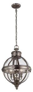 Adams 3 Light Victorian Glass Orb Nickel Ceiling Lantern