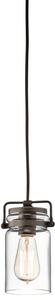 KL-BRINLEY-MP-OZ Brinley 1 Light Bronze Vintage Glass Ceiling Pendant Light