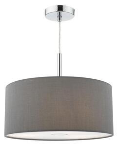 Dar RON1039 Ronda 3 Light Pendant With 40CM Slate Grey Faux Silk Shade