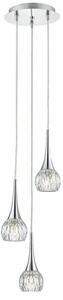 Dar LYA0350 Lyall 3 Light Pendant Light In Polished Chrome With Decorative Glass Spiral