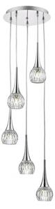 Dar LYA0550 Lyall 5 Light Pendant Light In Polished Chrome With Decorative Glass Spirals