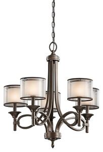 KL-LACEY5-MB Lacey 5 Light Bronze Ceiling Light with Double Layer Shades