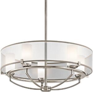 KL/SALDANA3 Saldana 3 Light Pewter Chandelier with Soft Shades