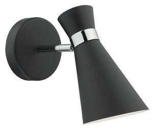 Dar ASH0722 Ashworth 1 Light wall Light In Matt Black And Polished Chrome