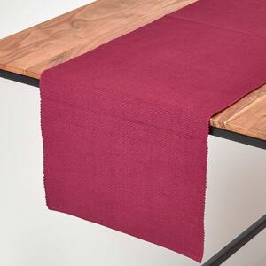 Homescapes Cotton Plain Plum Table Runner