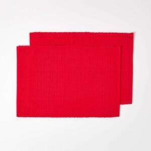 Homescapes Cotton Plain Red Pack of 2 Placemats