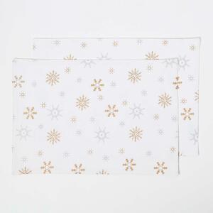 Homescapes Cotton Christmas Gold Snowflake Pack of 2 Placemats