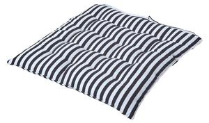 Black and White Stripe Seat Pad with Straps 100% Cotton 40 x 40 cm