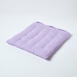 Mauve Plain Seat Pad with Button Straps 100% Cotton 40 x 40 cm