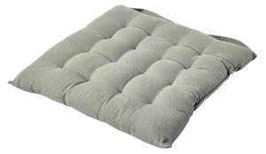 Grey Plain Seat Pad with Button Straps 100% Cotton 40 x 40 cm