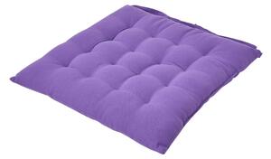 Purple Plain Seat Pad with Button Straps 100% Cotton 40 x 40 cm