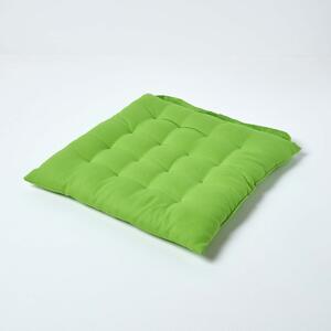 Lime Green Plain Seat Pad with Button Straps 100% Cotton 40 x 40 cm