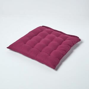 Plum Plain Seat Pad with Button Straps 100% Cotton 40 x 40 cm