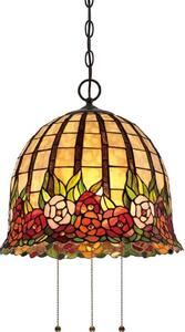 QZ/ROSECLIFFE/P 3 Light Ceiling Pendant Light In Imperial Bronze With Tiffany Glass Shade