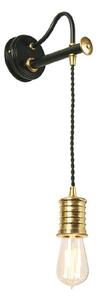 DOUILLE1 BPB Douille Wall Light With Cord In Black And Polished Brass (Fitting Only)