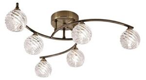 F2358/6 6 Light Semi Flush Ceiling Pendant In Bronze With Clear Glass Shades