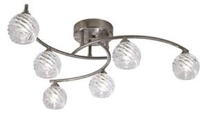 F2357/6 6 Light Semi Flush Ceiling Pendant In Satin Nickel With Clear Glass Shades