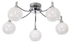 F2359/5 5 Light Ceiling Pendant In Chrome With Crystal Lined Clear Glass Shades