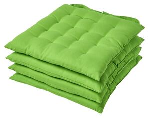 Lime Green Plain Seat Pad with Straps 100% Cotton 40 x 40 cm, Set of 4