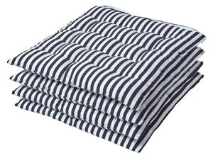 Homescapes Black and White Stripe Seat Pad with Straps 40 x 40 cm, Set of 4