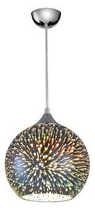 PH126 - 200mm Diameter - Glass Sphere Ceiling Pendant In Silver And Chrome