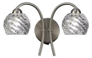 F2357/2 2 Light Wall Light In Satin Nickel With Clear Glass Shades