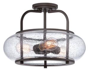 QZ/TRILOGY/SF/M Trilogy 3 Light Old Bronze Medium Semi Flush Light with Glass Shade
